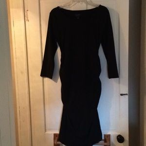 Black Ruched Maternity Dress